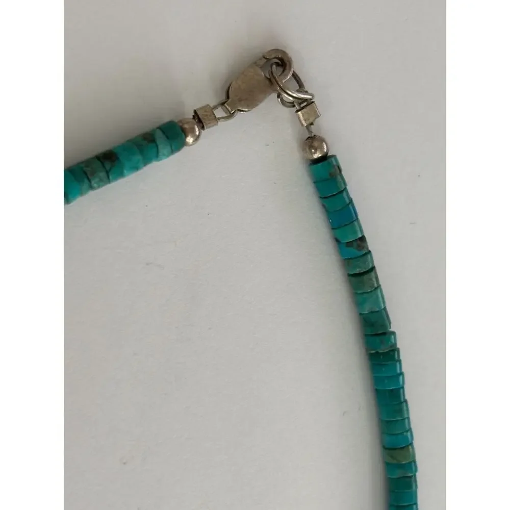 Turquoise Beads Anklet Sterling Silver Clasp - Picture 2 of 3